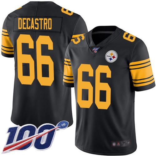 Men Pittsburgh Steelers Football 66 Limited Black David DeCastro 100th Season Rush Vapor Untouchable Nike NFL Jersey